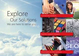 Explore Our Solutions04
Explore
We are here to serve you...
Our Solutions
Connectivity Solutions
Business Support Solutions
eCommerce & Web Solutions
 