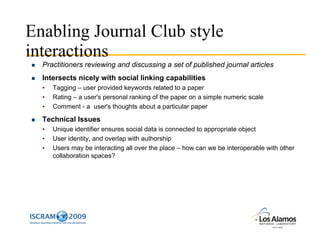 Using Architectures for Semantic Interoperability to Create Journal Clubs for Emergency Response