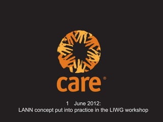 1 June 2012:
LANN concept put into practice in the LIWG workshop
 