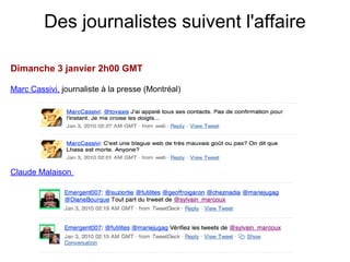 Des journalistes suivent l'affaire

Dimanche 3 janvier 2h00 GMT

Marc Cassivi, journaliste à la presse (Montréal)




Claude Malaison
 