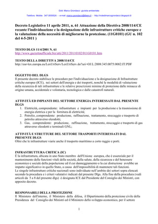 La normativa sulle infrastrutture critiche | PDF