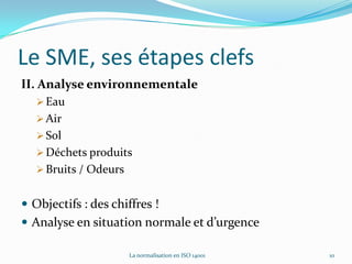 Mettre en place un SME adapté6La normalisation en ISO 14001