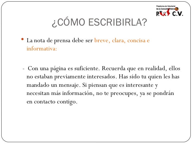 La nota de prensa