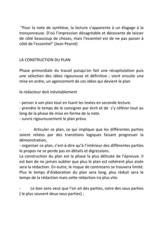 La Note De Synthese