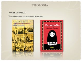TIPOLOGIA

NOVELA GRAFICA
Textos ilustrados e ilustraciones narrativas
 