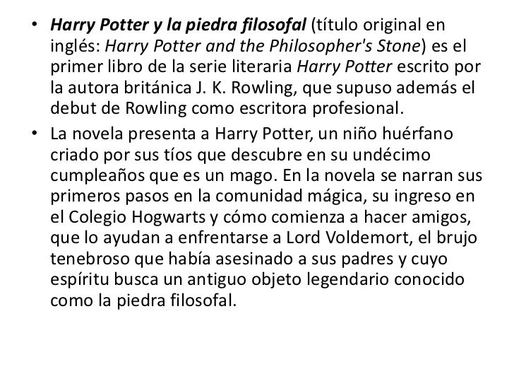 Resumen Del Libro De Harry Potter - La Novela 13 728 