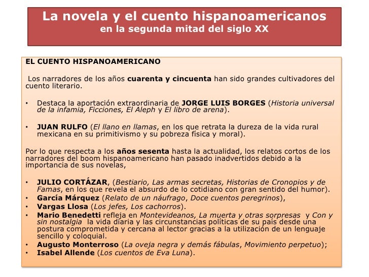 La novela y el cuento hispanoamericanos