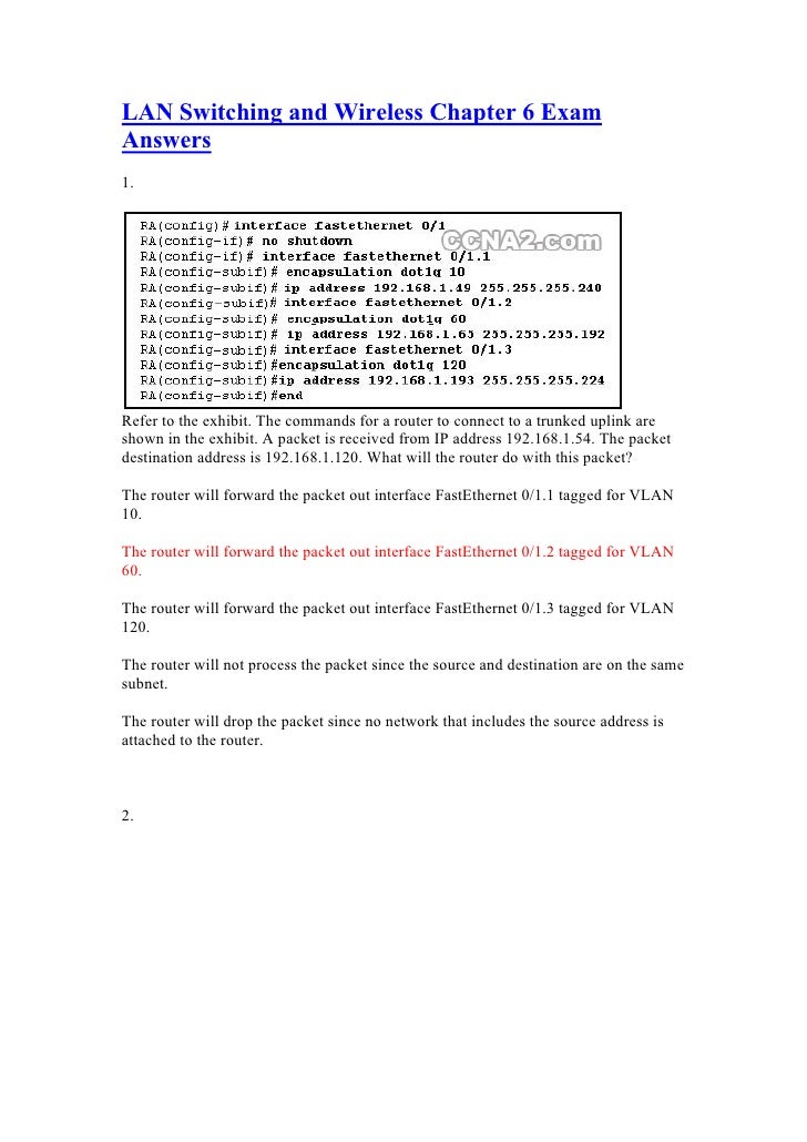 Cisco Chapter 6 Exam Answers