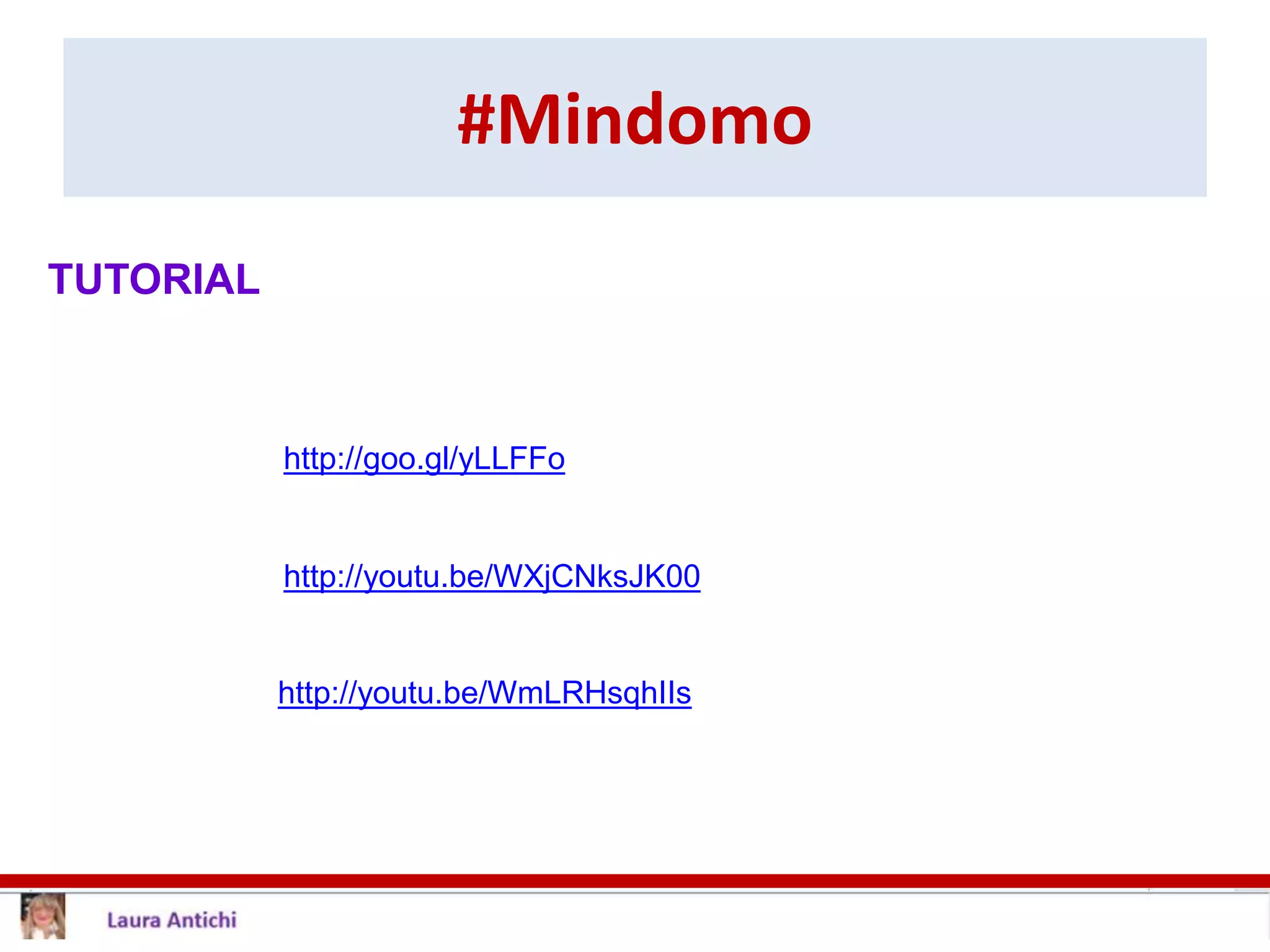 #Mindomo
TUTORIAL
http://youtu.be/WXjCNksJK00
http://youtu.be/WmLRHsqhIIs
http://goo.gl/yLLFFo
 