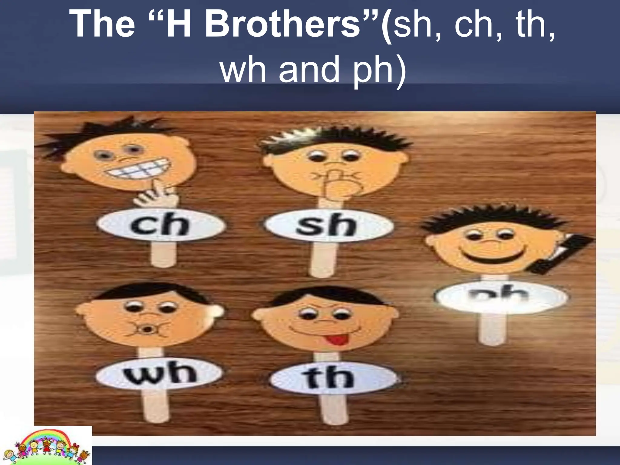 The “H Brothers”(sh, ch, th,
wh and ph)
 