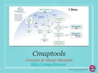Cmaptools
Creación de Mapas Mentales
   http://cmap.ihmc.us/
                       Realización: Carmen Martín Robledo
                                 info@e-clectica.eu
 