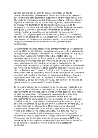 opinión pública por los últimos acontecimientos: Un fallido
pronunciamiento del gobierno que fue oportunamente aprovechado...