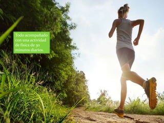 Todo acompañado
con una actividad
de física de 30
minutos diarios.
 