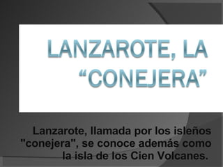 Lanzarote, llamada por los isleños &quot;conejera&quot;, se conoce además como la isla de los Cien Volcanes.   