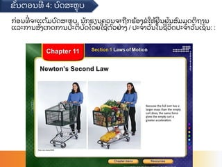 ກ
່ ອນທ
່ ຈະແຕ
້ ມບ
ົ ດສະຫ
ຸ ບ, ນ
ັ ກຮຽນຄວນຈະຖ
ື ກຮ
້ ອງຂໃຫ
້ ຢ
ື ນຢ
ັ ນສ
ົ ມມ
ຸ ດຕ
ິ ຖານ
ແລະການສ
ັ ງເກດການປະຕ
ິ ບ
ັ ດໂດຍໃຊ
້ ຕ
ົ ວຢ
່ າງ / ປະຈາວ
ັ ນໃນຊວ
ິ ດປະຈາວ
ັ ນເຊ
ັ່ ນ: :
ຂ
ັ້ ນຕອນທ 4: ບ
ົ ດສະຫ
ຸ ບ
 