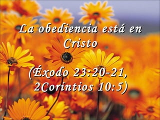 La obediencia está en Cristo (Éxodo 23:20-21, 2Corintios 10:5)