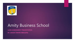 Amity Business School
LAOB ASSIGNMENT PRESENTATION
BY: SAKSHI TIWARI MBA(GEN)
 