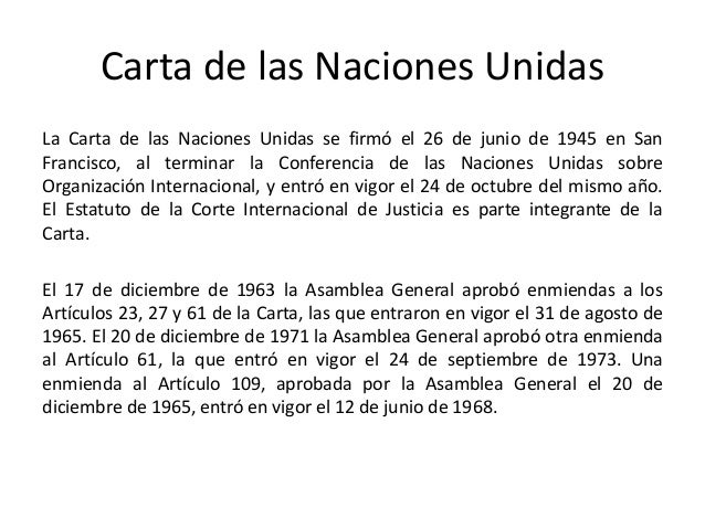 Carta Fundacional De Las Naciones Unidas