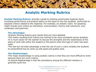 Laos Session 7: Developing Quality Assessment Items - Rubrics | PPT