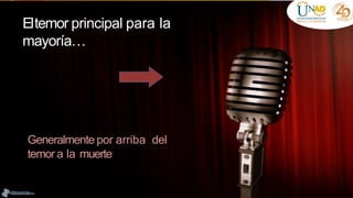 4
5
6
Eltemor principal para la
mayoría…
Generalmente por arriba del
temor a la muerte
 