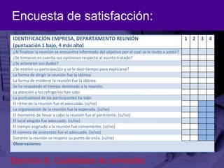 Encuesta de satisfacción:Ejercicio 8. Cualidades de animador.