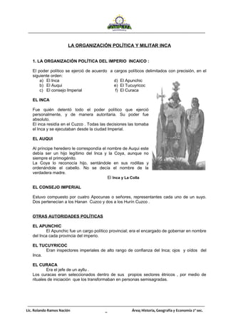 La organización política y militar inca | DOC