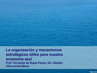 La organización y mecanismos
estratégicos útiles para nuestra
economía azul
Prof. Fernando de Rojas Parets. Dir. Càtedra
d’Economia Blava
 