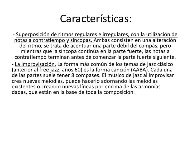 caracteristicas del jazz