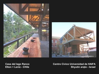 Centro Cívico Universidad de HAIFA
Shyutin arqto - Israel
Casa del lago Ranco
Elton + Leniz - CHile
 