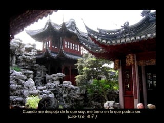 Cuando me despojo de lo que soy, me torno en lo que podr í a ser.  (Lao-Tsé  老子 )  