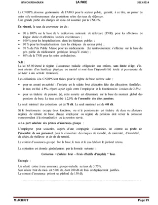 ISTA CHEFCHAOUEN LA PAIE 2013-2014
M.ACHRIT Page 19
La CNOPS, devenue gestionnaire de l’AMO pour le secteur public, garant...