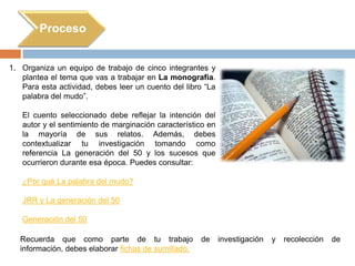 Para impulsar la asistencia masiva a este recinto, el gobierno ha convocado a concurso a nivel nacional. Este consiste en investigar qué cuento refleja mejor las ideas de marginación presente en La palabra del mudo de Julio RamónRibeyro.