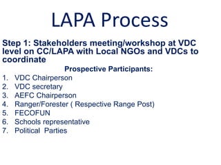 Steps of Local Adaptation Plan of Action (LAPA Process) in Community ...