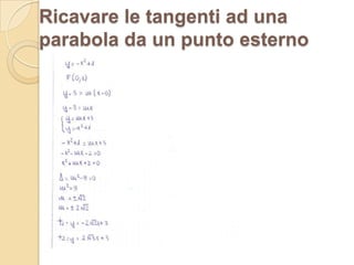 Ricavare le tangenti ad una
parabola da un punto esterno
 