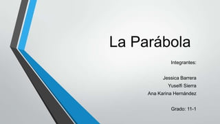 La Parábola
Integrantes:
Jessica Barrera
Yuselfi Sierra
Ana Karina Hernández
Grado: 11-1
 