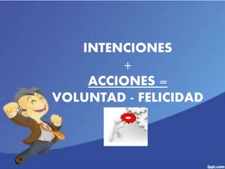 INTENCIONES 
+ 
ACCIONES = 
VOLUNTAD - FELICIDAD 
 