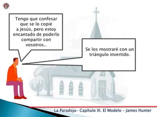 La Paradoja- Capítulo III. El Modelo – James Hunter
Tengo que confesar
que se lo copié
a Jesús, pero estoy
encantado de poderlo
compartir con
vosotros..
Se los mostraré con un
triángulo invertido.
 