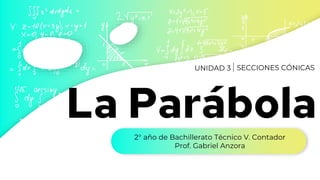 2° año de Bachillerato Técnico V. Contador
Prof. Gabriel Anzora
La Parábola
UNIDAD 3 SECCIONES CÓNICAS
 