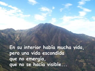En su interior había mucha vida,  pero una vida escondida  que no emergía,  que no se hacía visible...  