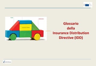 Glossario
della
Insurance Distribution
Directive (IDD)
 