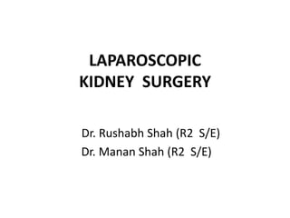 LAPAROSCOPIC
KIDNEY SURGERY
Dr. Rushabh Shah (R2 S/E)
Dr. Manan Shah (R2 S/E)
 