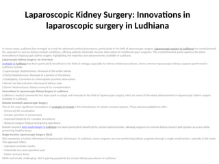 Laparoscopic Kidney Surgery Innovations in laparoscopic surgery in ...