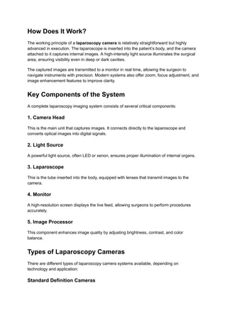Camera Surgery Comprehensive Guide to Laparoscopy Cameras in Modern Surgery | PDF