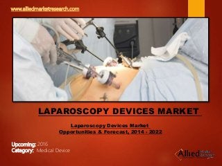 LAPAROSCOPY DEVICES MARKET
Laparoscopy Devices Market
Opportunities & Forecast, 2014 - 2022
www.alliedmarketresearch.com
Upcoming: 2016
Category: Medical Device
 