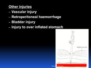 © Royal College of Obstetricians and Gynaecologists
Other injuries
– Vascular injury
– Retroperitoneal haemorrhage
– Bladder injury
– Injury to over inflated stomach
Aboubakr Elnashar
 