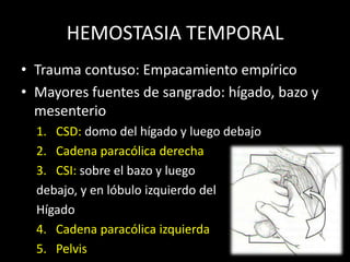 HEMOSTASIA TEMPORAL
 Si se sigue acumulando sangre…



      SANGRADO DE ORIGEN
         MESENTÉRICO



          REPARARL...
