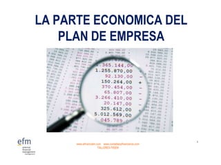 LA PARTE ECONOMICA DEL PLAN DE EMPRESA www.efinancialm.com    www.contablesyfinancieros.com   TALLERES FIDEM 1 
