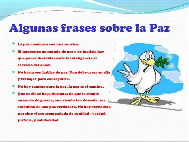 Mensaje sobre la paz para niños - Imagui