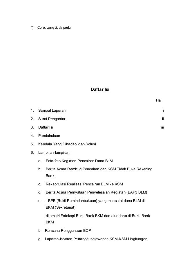 Contoh Daftar Isi Lpj - Dunia Sosial