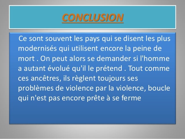 Dissertation peine de mort conclusion